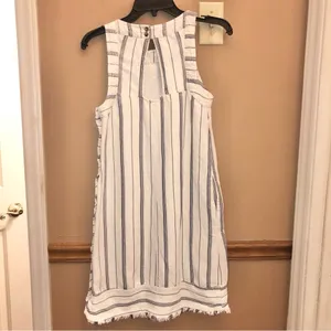 Anthropologie Akemi & Kin Claudia Sleeveless Striped Linen‎ Dress White 0 thumbnail 3