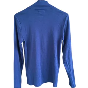 NWT J. Crew Perfect Fit Mock Neck With Gold Buttons Top Blue Size Medium thumbnail 5
