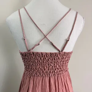 Free People FP One Adella Mini Dress Rose Pink Lace Boho Ruffle Smocked Medium thumbnail 6