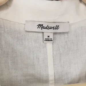 Madewell White Linen Camp Shirt Womens M Button Front Resort Short Sleeve thumbnail 4