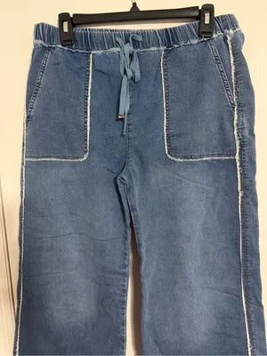 Tractr Wide Leg Denim Pull-On jeans rayed detail big pockets medium boho grunge‎ thumbnail 4
