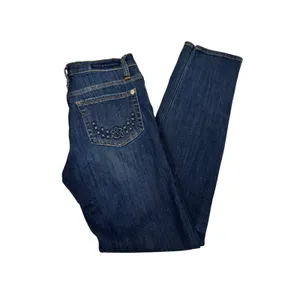 Rock & Republic‎ Womens Skinny Jeans Dark Wash Embroidered Logo Pockets Blue 4 thumbnail 6
