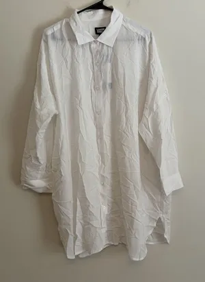 Lands‎ End M L White Button Up Shirt Tunic Mini Dress Swim Cover Up Beach Resort thumbnail 1