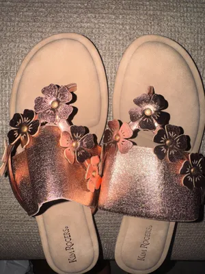 Kim Rogers Rose Gold Metallic Floral Slide Mules thumbnail 2