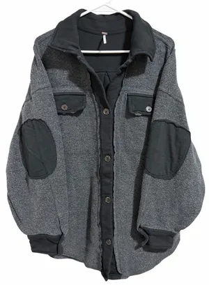 Free People Ruby Jacket Washed‎ Black Oversized Women's Size Small thumbnail 1