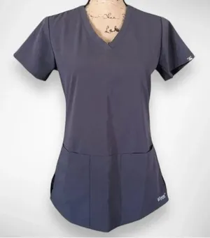 GREY’S ANATOMY BY BARCO Dark Gray Scrub Top‎ | XS | EUC thumbnail 1