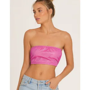 Dippin Daisy Metallic Pink Bandeau Bikini Swim Top Women’s Medium thumbnail 11