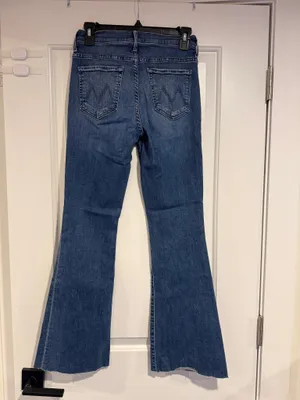 Mother The Weekender Fray Groovin Blue Flare Wide Leg Jeans Women's Size 26 thumbnail 8