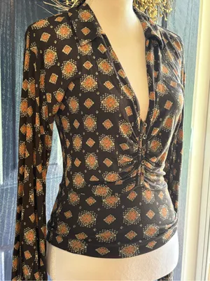 Free People Sydney’s Printed Top size Medium retro, geometric print. thumbnail 3