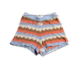 Rip Curl Womens Small Crochet Knit Chevron Shorts Blue Orange Brown Zig Zag Boho thumbnail 3