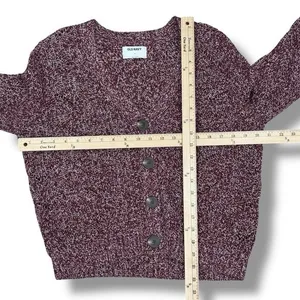 Old Navy‎ Marled Pointelle Knit V Neck Crop Cardigan Sweater Burgundy Red Small thumbnail 13