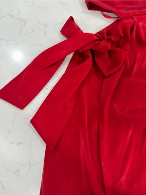 Saints +Secrets Strapless Red Satin Mini Dress with Side Tie Cutout thumbnail 4
