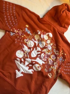 Free People "At My Best" Embroidered Sweatshirt thumbnail 1