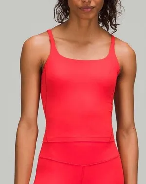 Lululemon Strappy Nulu Shelf Tank Top Size 2 Red Yoga Pilates Training Lounge thumbnail 1