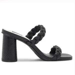 DOLCE VITA Paily Braided Slide-on Mule Sandal Heels Sz 6 Black Vaca Party thumbnail 2