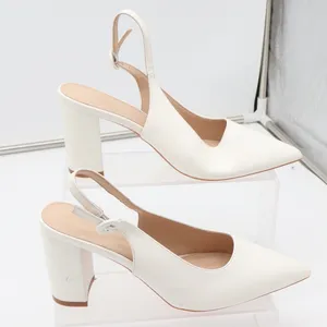 Unbranded Slingback Heels Womens 8 Pointed Toe White Block Heel Good thumbnail 3
