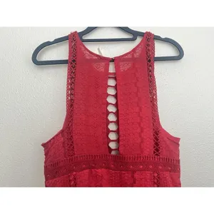 Free People Wherever You Go Red Mini Dress Halter Cutout Boho Festival Flowy 12 thumbnail 6
