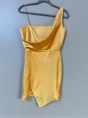 Amanda Uprichard Ravello Draped Layered Mini Dress Citron Yellow Sz Small thumbnail 5