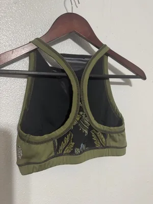 Free People Movement Vida Printed Sports Bra Jungle Floral Mesh Green Black XS thumbnail 3