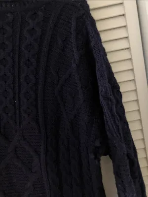 Blarney Woolen Mills Irish Wool Roll Neck Navy Blue Oversized Knit Sweater Hole thumbnail 4
