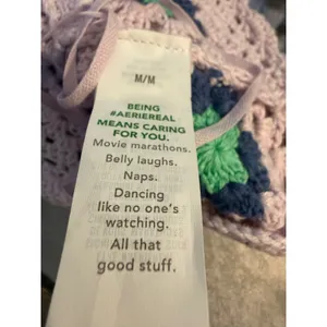 Aerie Crochet Halter Lilac Floral Granny Square Boho Crop Top M boho whimsigoth thumbnail 6