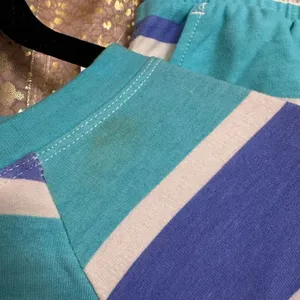 Wildfox Purple Aqua Striped Sleep Lounge Top Shorts 2 Piece Set Small NWT thumbnail 4