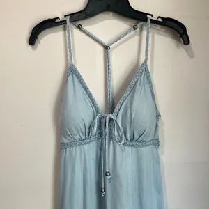 Guess‎ Blue Denim Maxi Dress Size XS Spaghetti Strap Summer Boho Festival thumbnail 4