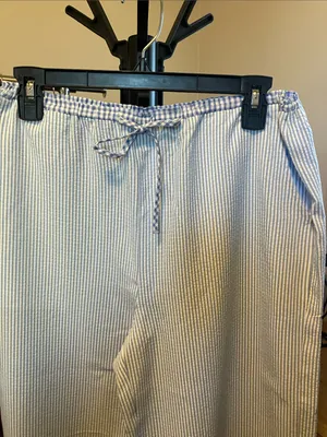 Thread & Supply Light Blue & White Pinstripe Wide-Leg Drawstring Pants thumbnail 2