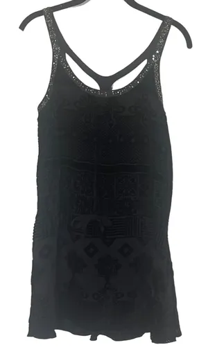 Free People Women's Size 6 Small Black Velvet‎ Sequin Wymsgoth Romantic Top thumbnail 1