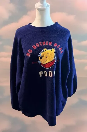 Disney Store Winnie the Pooh No Bother Bear Sweatshirt Womens L Blue thumbnail 1