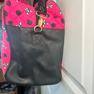 Betsey‎ Johnson Pink French Bulldog Polka Dot Quilted Duffel Bag Weekend Travel thumbnail 3