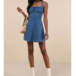 NEW Lulus Considered Charisma Blue Chambray Bustier Corset Style Mini Dress thumbnail 3