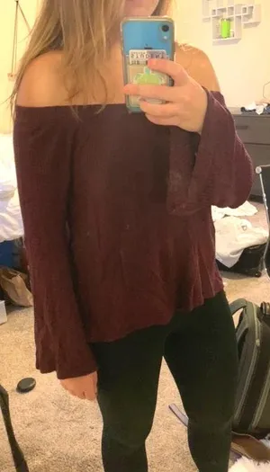 Hollister Maroon Of The Shoulder Sweater thumbnail 2