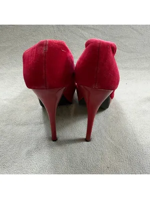 Bamboo Women’s Red Faux Suede Platform Stiletto Pumps Heels Size 7.5 thumbnail 3