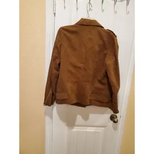 H&M womens biker jacket size US 14 brown zip long sleeve solid thumbnail 9