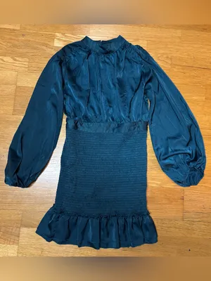 NEW Line & Dot Emerald Silky Elliot Ruched Luxury Wedding Guest Event Dress M thumbnail 4