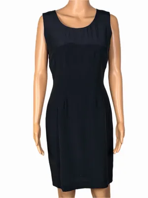HUGO BUSCATI Milano Vintage Black 100% Silk Sleeveless Little Black Dress Size 8 thumbnail 2