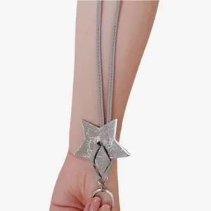 Christian Dior New Silver Star Keychain Bag Charm w/ Logo Gray Leather Tassel thumbnail 6