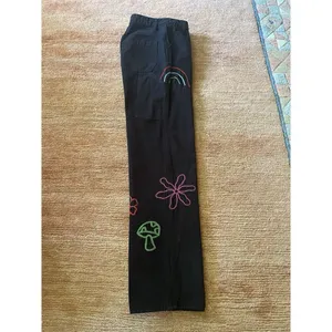 PacSun 90s BF Women’s Carpenter Pants Black Psychedelic Embroidered Y2K Size 26 thumbnail 10