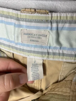 Y2K Vintage American Eagle Khaki Low Rise Mini Shorts Stretch Cotton Chino thumbnail 6