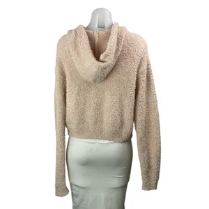 Skims Women's Cream Fleece Fuzzy Teddy Full Zip Hoodie Sweatshirt Top Size S thumbnail 3