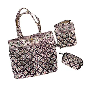 Vera Bradley Retired Medallion Shoulder Tote Burgundy Lunch Bag‎ Wristlet thumbnail 1