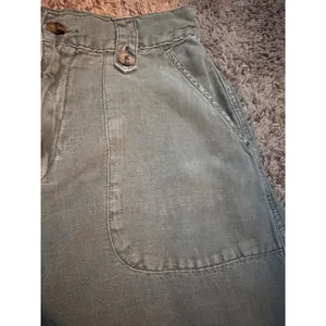 Cynthia Rowley Pants Olive Green Linen‎ Blend Wide Leg Cropped Women's Size M thumbnail 3