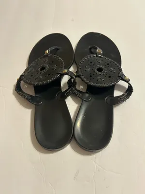 Jack Rogers Black Medallion Stud Thong Sandals thumbnail 3