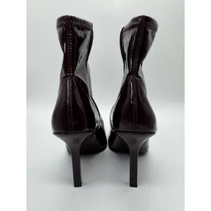 Zara Patent Leather High Heel BURGUNDY Boots Womens 36 thumbnail 10