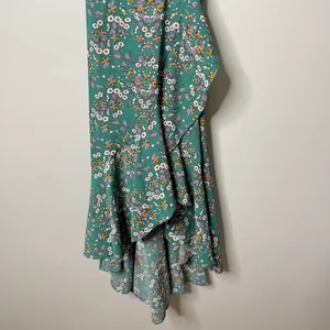 Max Studio Floral Short Ruffle Sleeve Wrap Maxi Dress Green Yellow White Small thumbnail 6