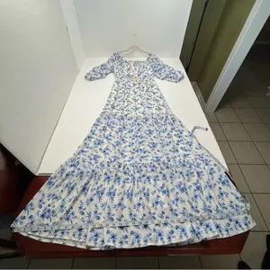 Love‎ Colette Off The Shoulder Maxi Dress Blue White Floral Womens Size Medium thumbnail 13