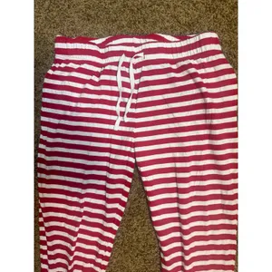 Skinnifit Womens Medium Red White Striped Pajama Pants Joggers Holiday thumbnail 2