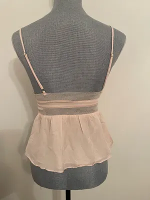 Delicate Peach Mesh Bralette Peplum Top . Size S Pink thumbnail 4
