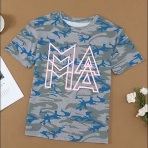 Camo MAMA Graphic Tee Pink Outline Mom Shirt NWT thumbnail 3